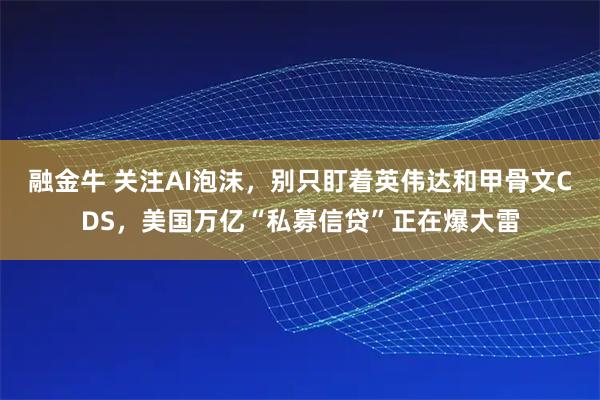 融金牛 关注AI泡沫，别只盯着英伟达和甲骨文CDS，美国万亿“私募信贷”正在爆大雷