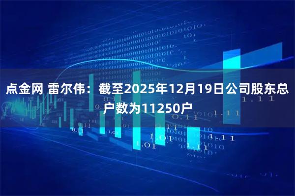 点金网 雷尔伟：截至2025年12月19日公司股东总户数为11250户